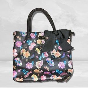 Betsey Johnson Black Floral Print Handbag